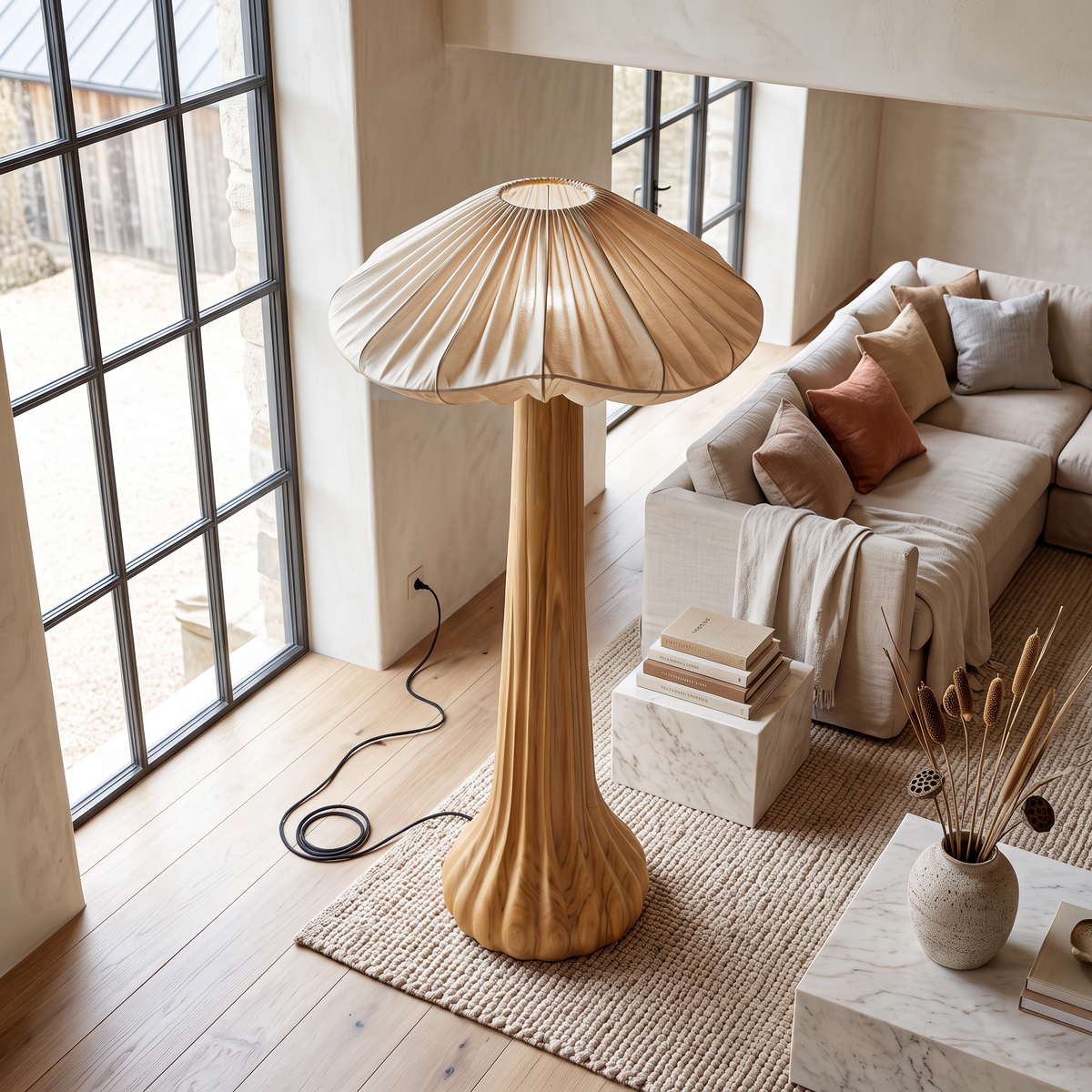 Contemporary Floor Lamp Organic Mushroom Design Reading Corner - view 2