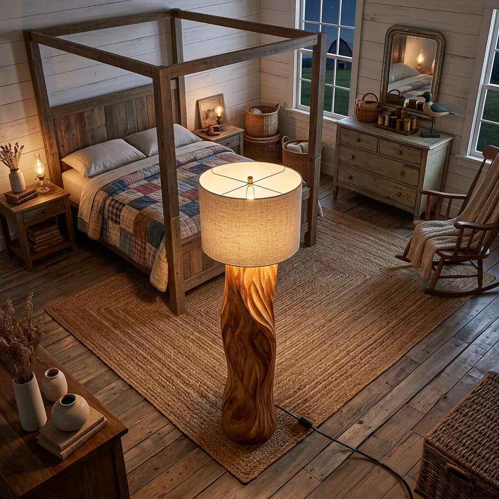 Contemporary Wood Floor Lamp Sculptural Design For Home Lobby - view 2