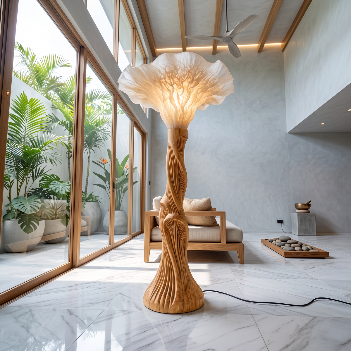 Boho Floor Lamp Blooming Mushroom Shade Reading Nook
