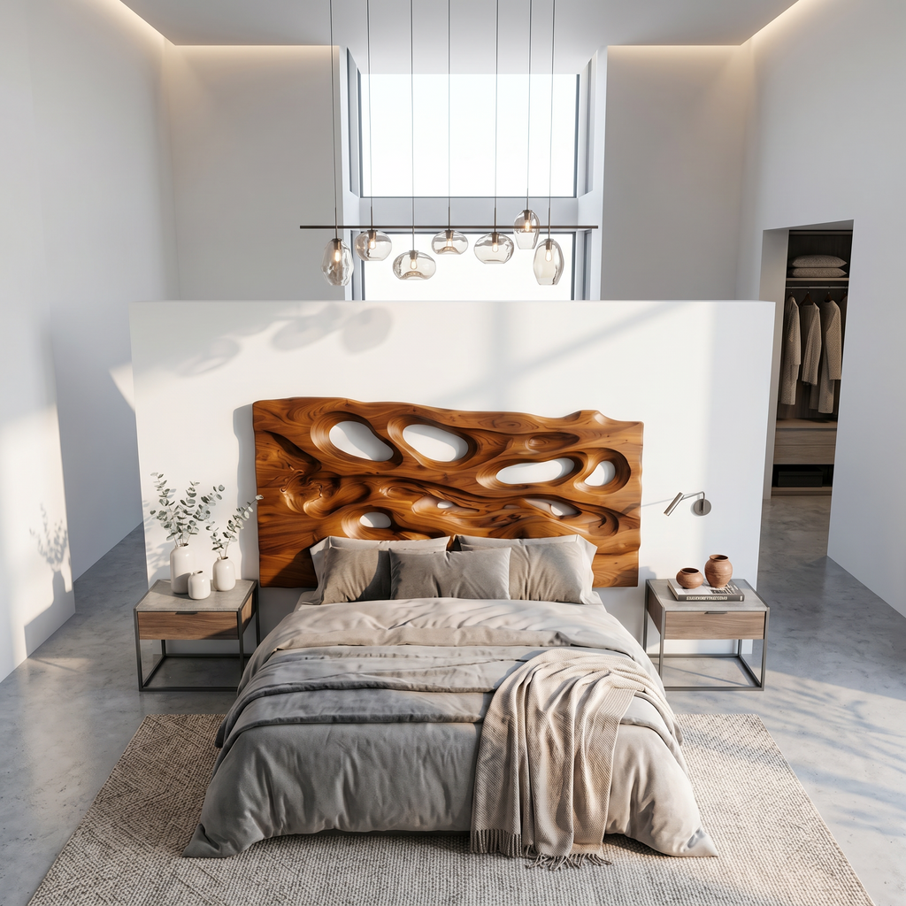Contemporary Cutout Headboard Wooden Bed Headboard For Bedroom - view 2