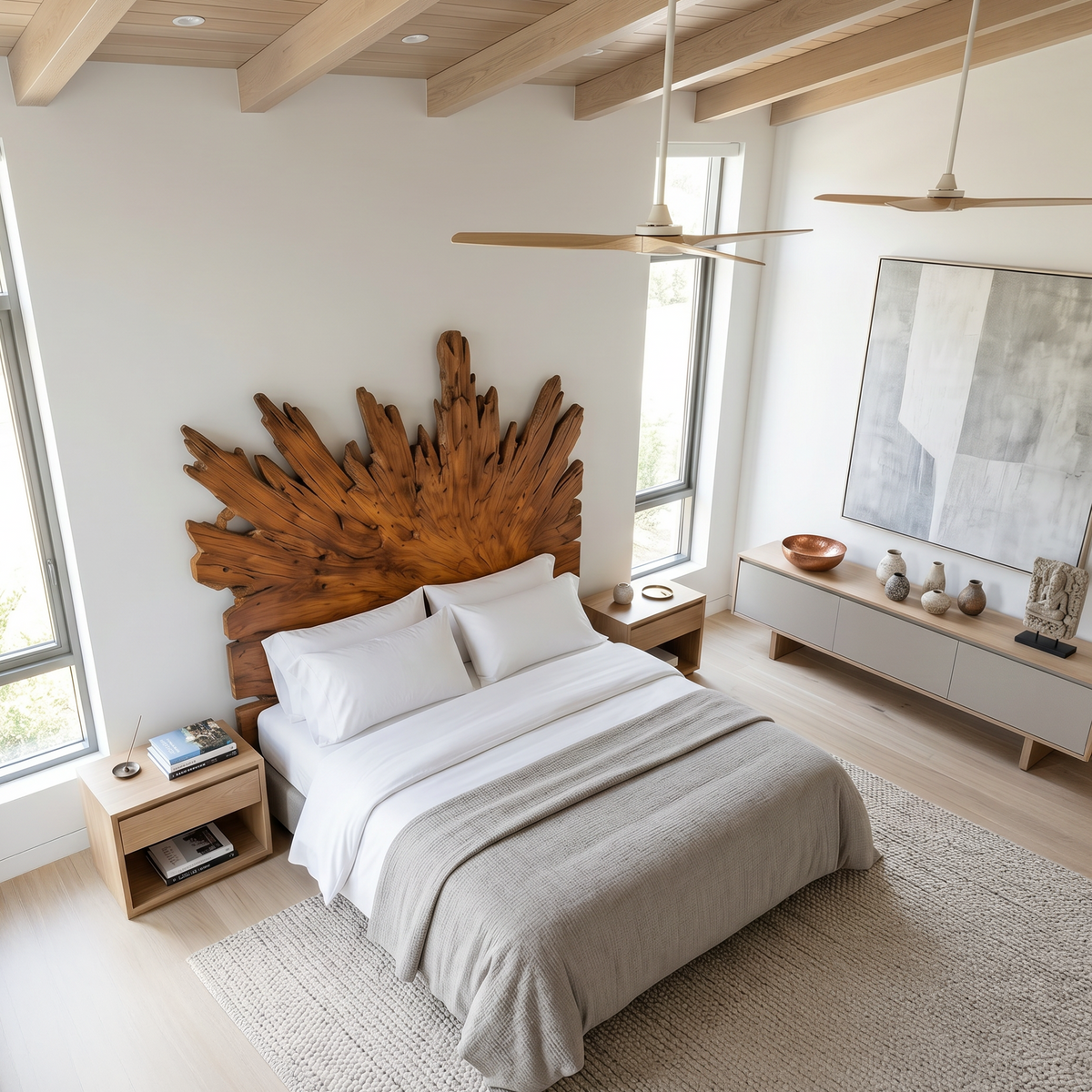 Art Deco Sunburst Headboard Wooden Bed Headboard For Bedroom - view 2