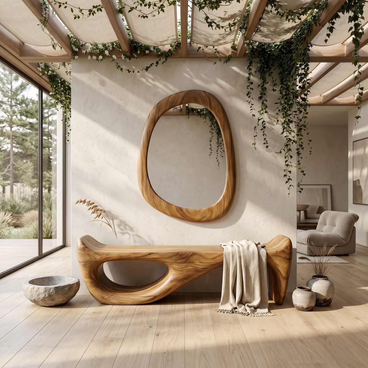 Designer Entryway Bench Organic Modern Home