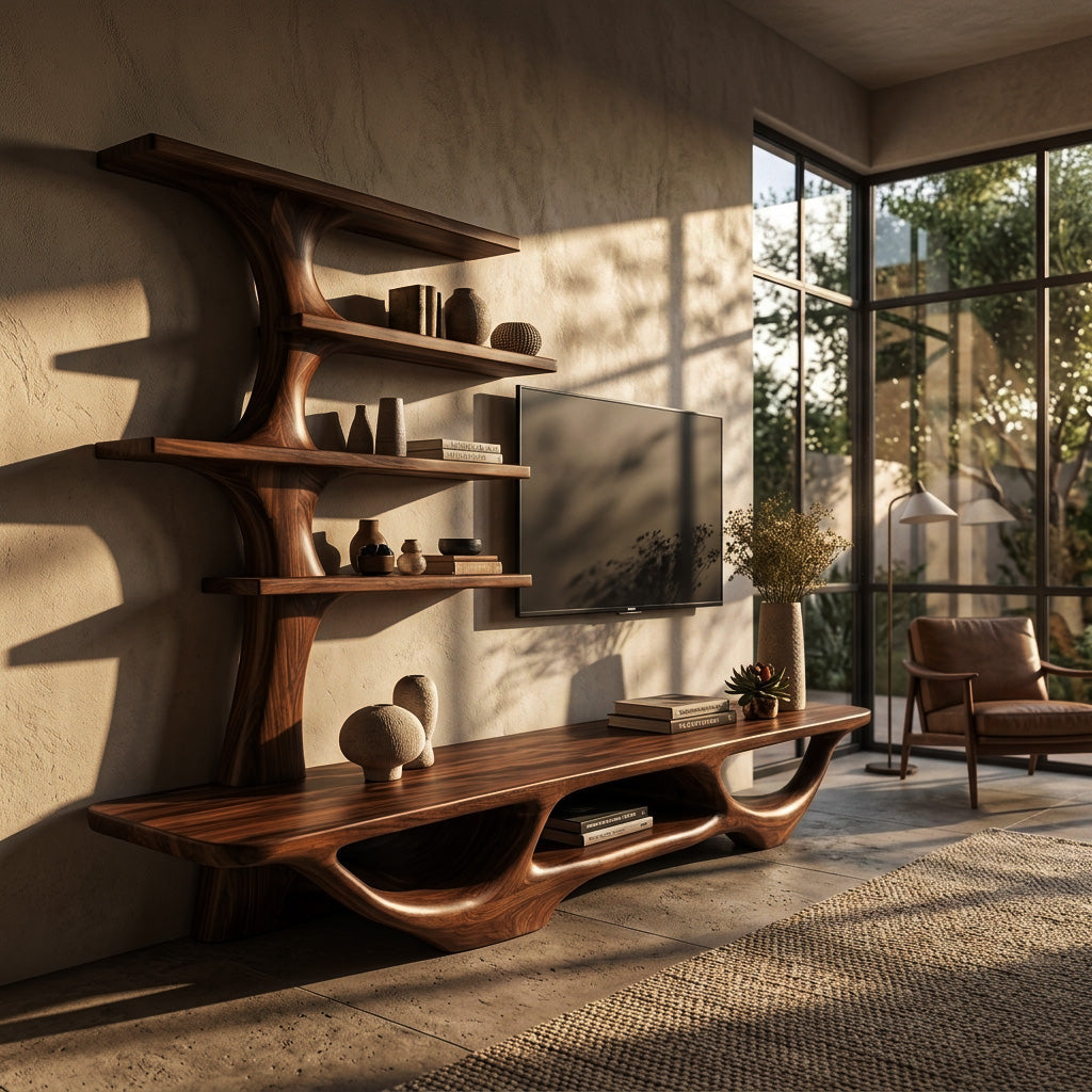Contemporary Tree Form TV Console For Living Room Decor
