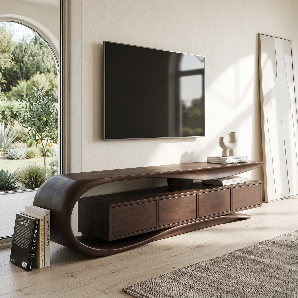 Contemporary Wave TV Console For Living Room