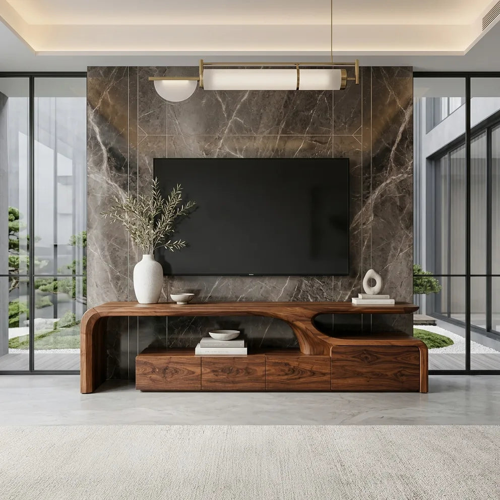 Contemporary Sculptural TV Console For Living Room