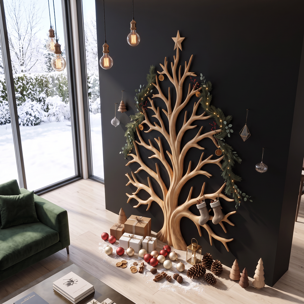 Contemporary Christmas Wall Decor With Artistic Tree Silhouette For Hallway - view 2