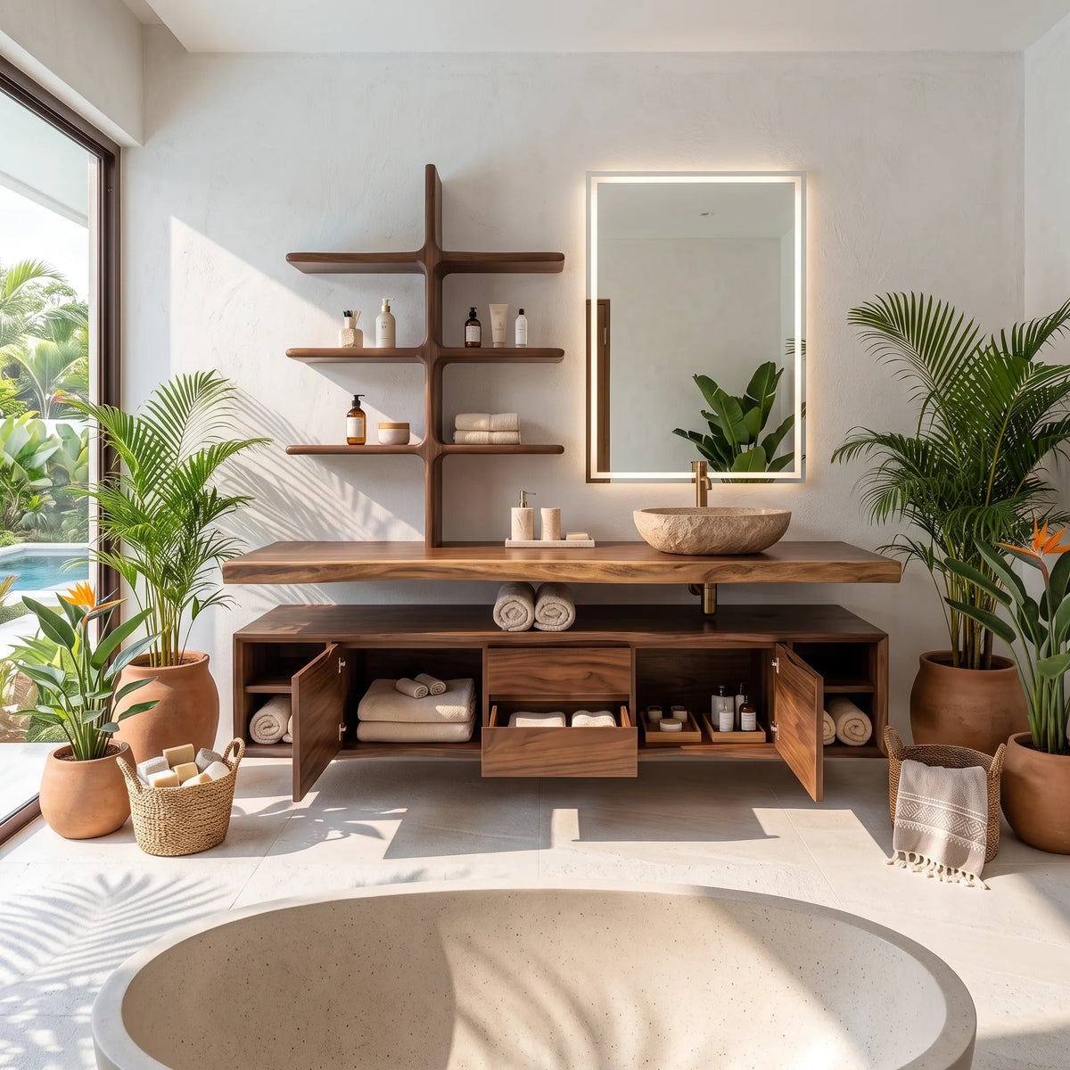 Contemporary Wall Mounted Bathroom Vanity Wellness Suite