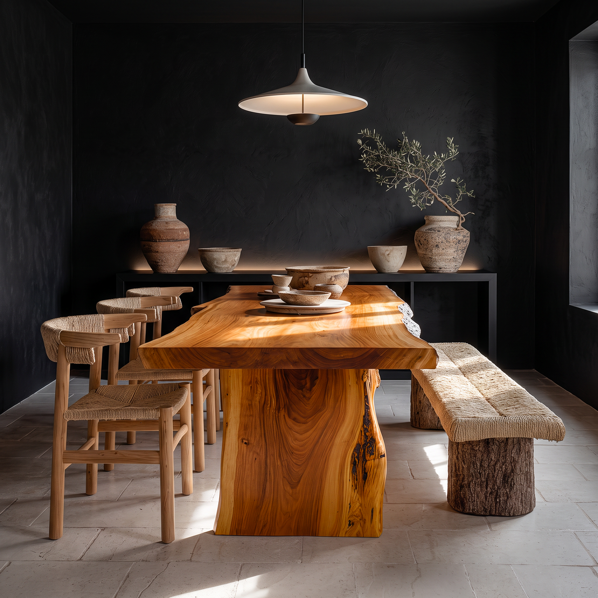 Dining Table Walnut Wood Live Edge Modern Gift