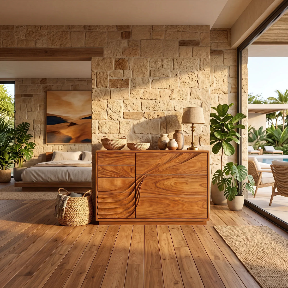 Contemporary Flowing Dresser Drawer For Bedroom Interior