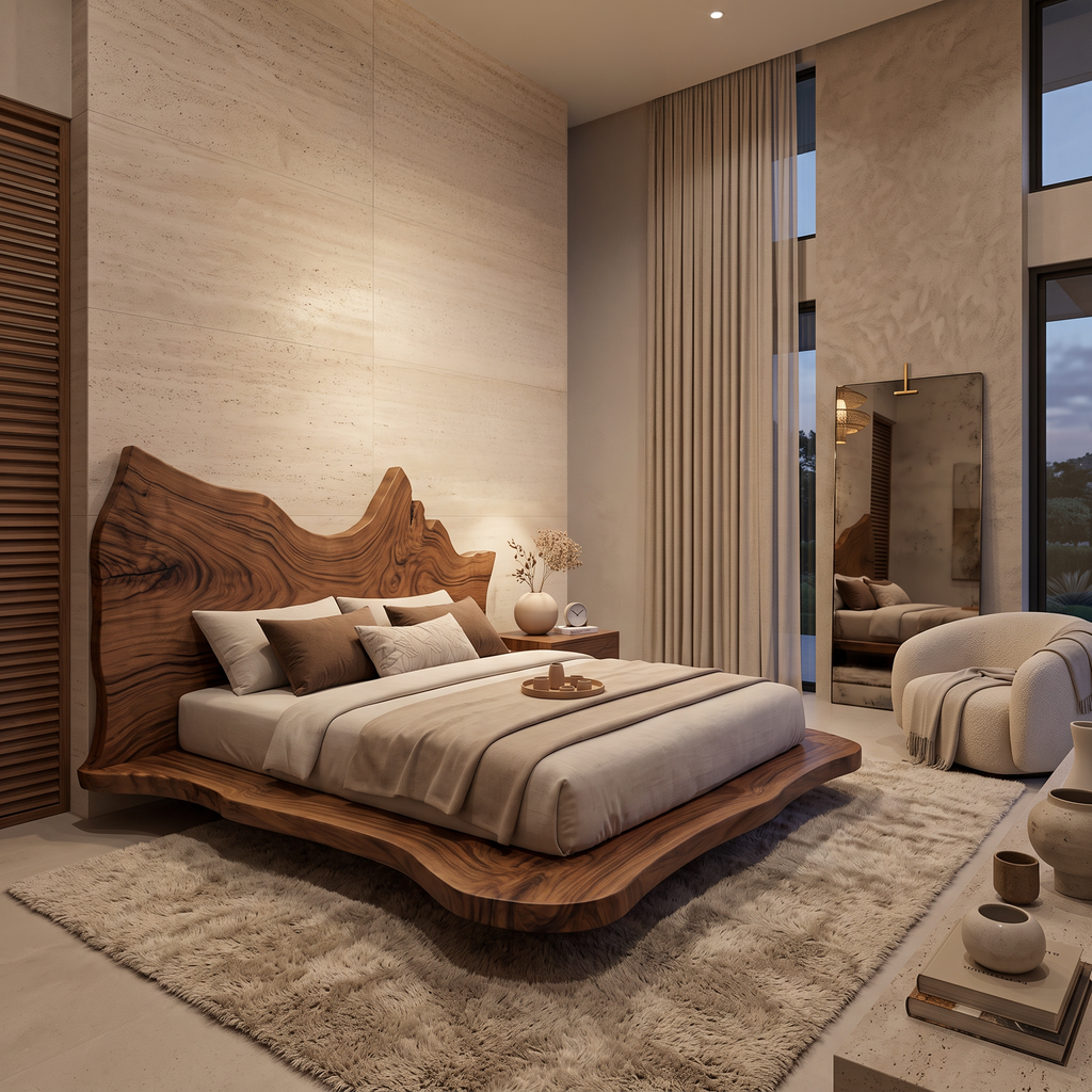 Contemporary Live Edge Bed Frame For Master Bedroom