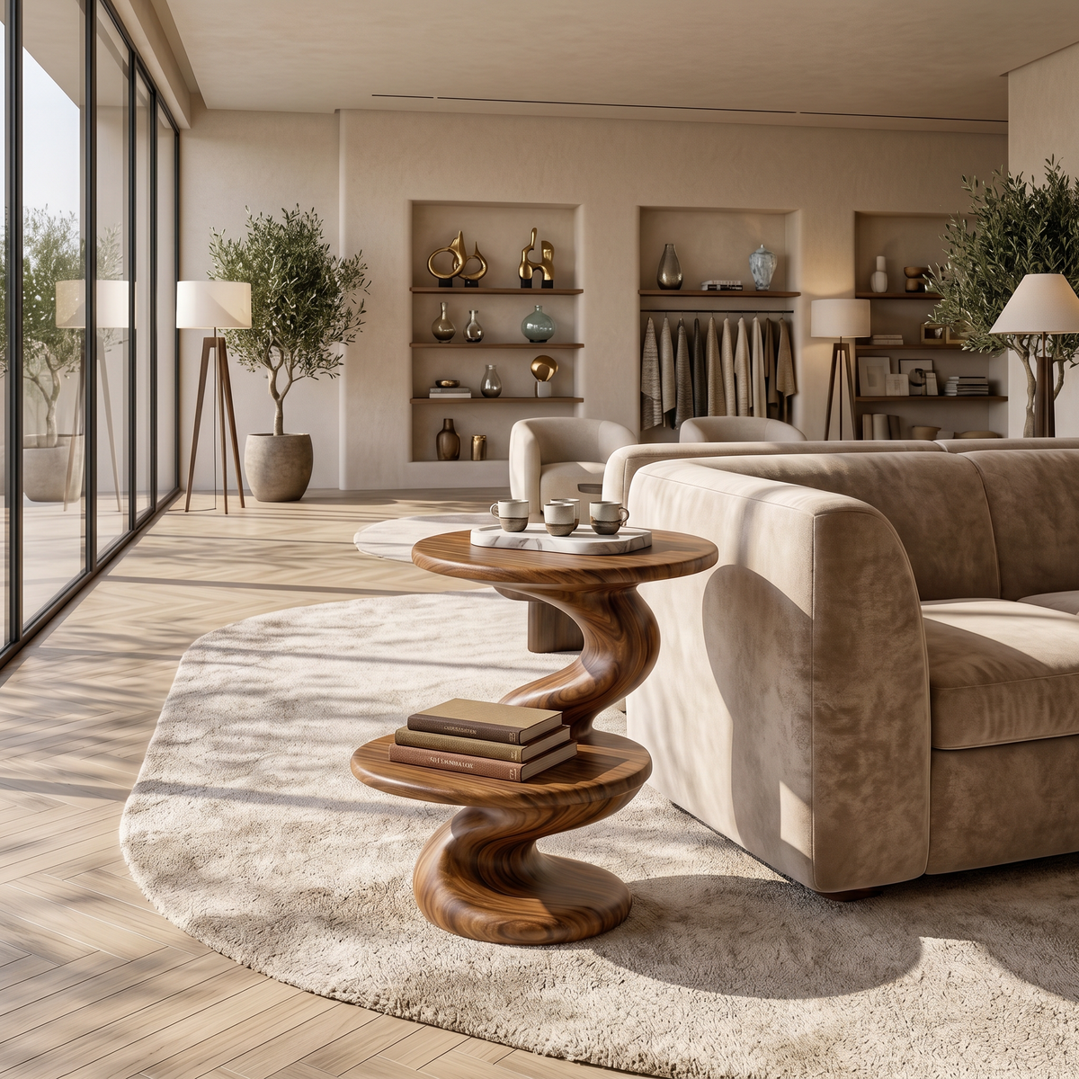 Contemporary Two Tier Side Table Modern Lounge