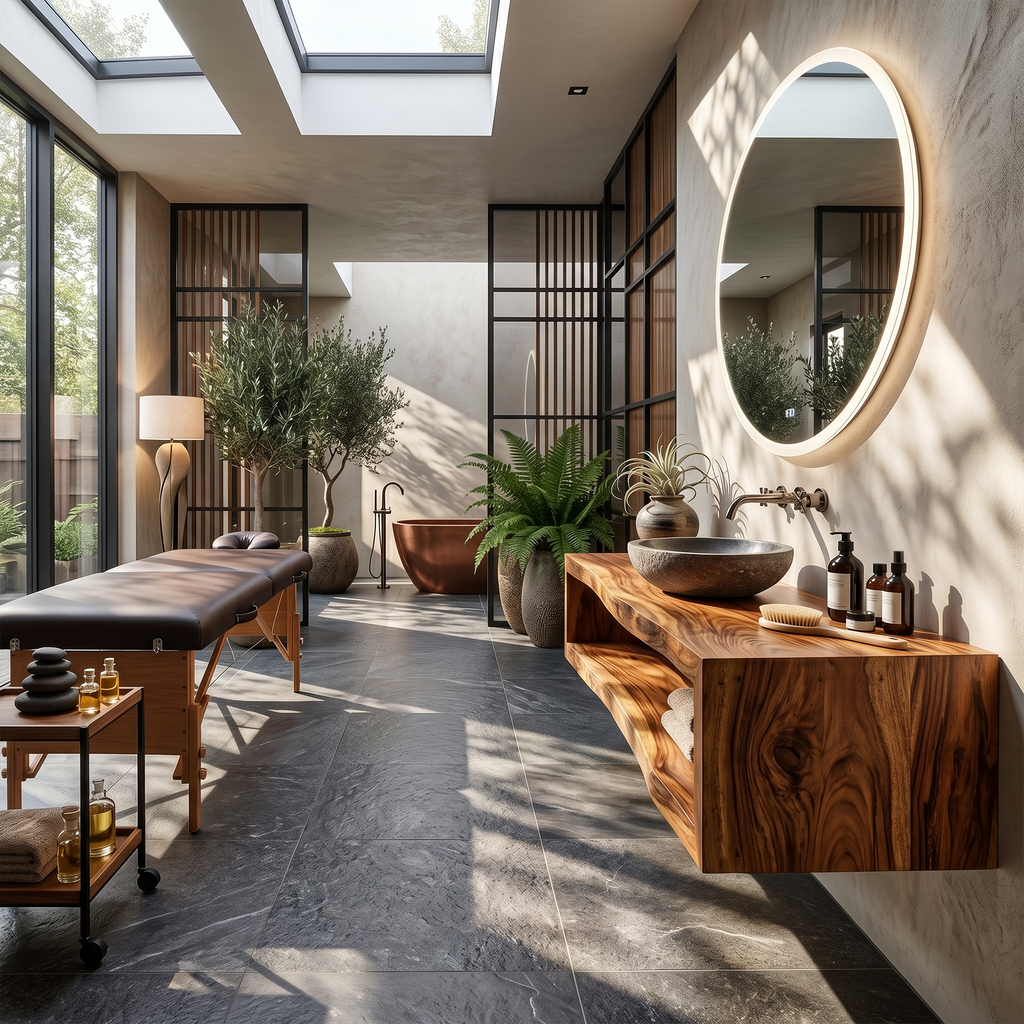Contemporary Wood Bathroom Cabinet Tropical Villa