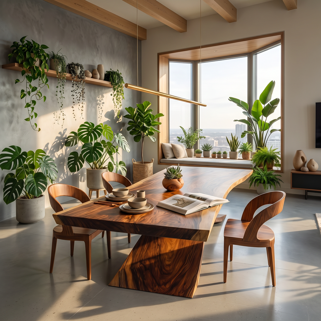 Contemporary Organic Live Edge Solid Wood Dining Table