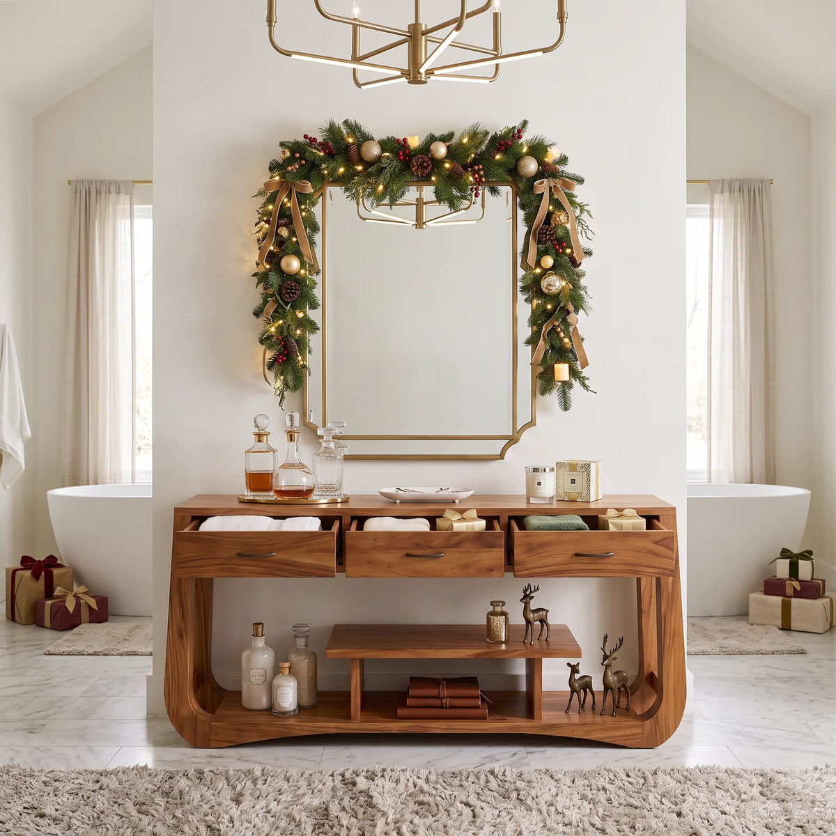Farmhouse Christmas Behind Couch Table Modern Bedroom