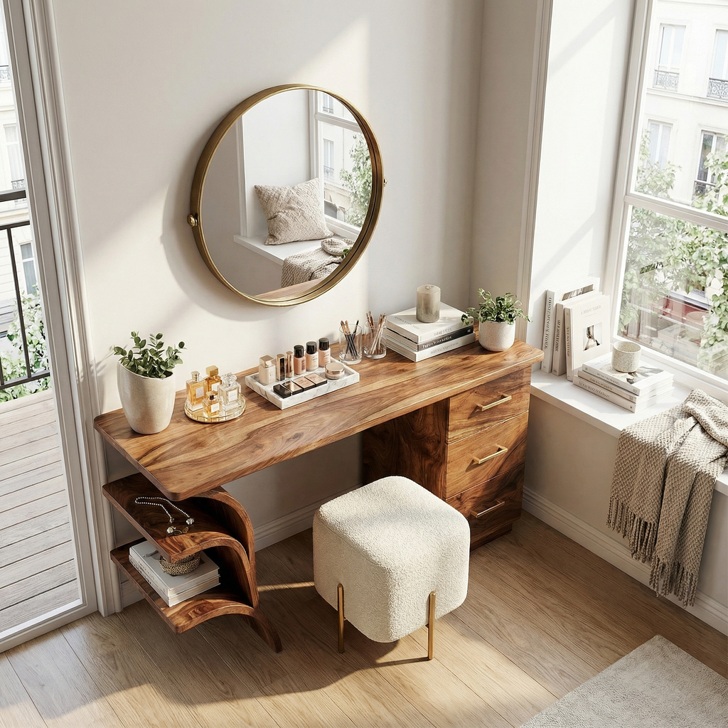 Contemporary Vanity Desk Studio Apartment Makeup Area Dressing Space - view 2