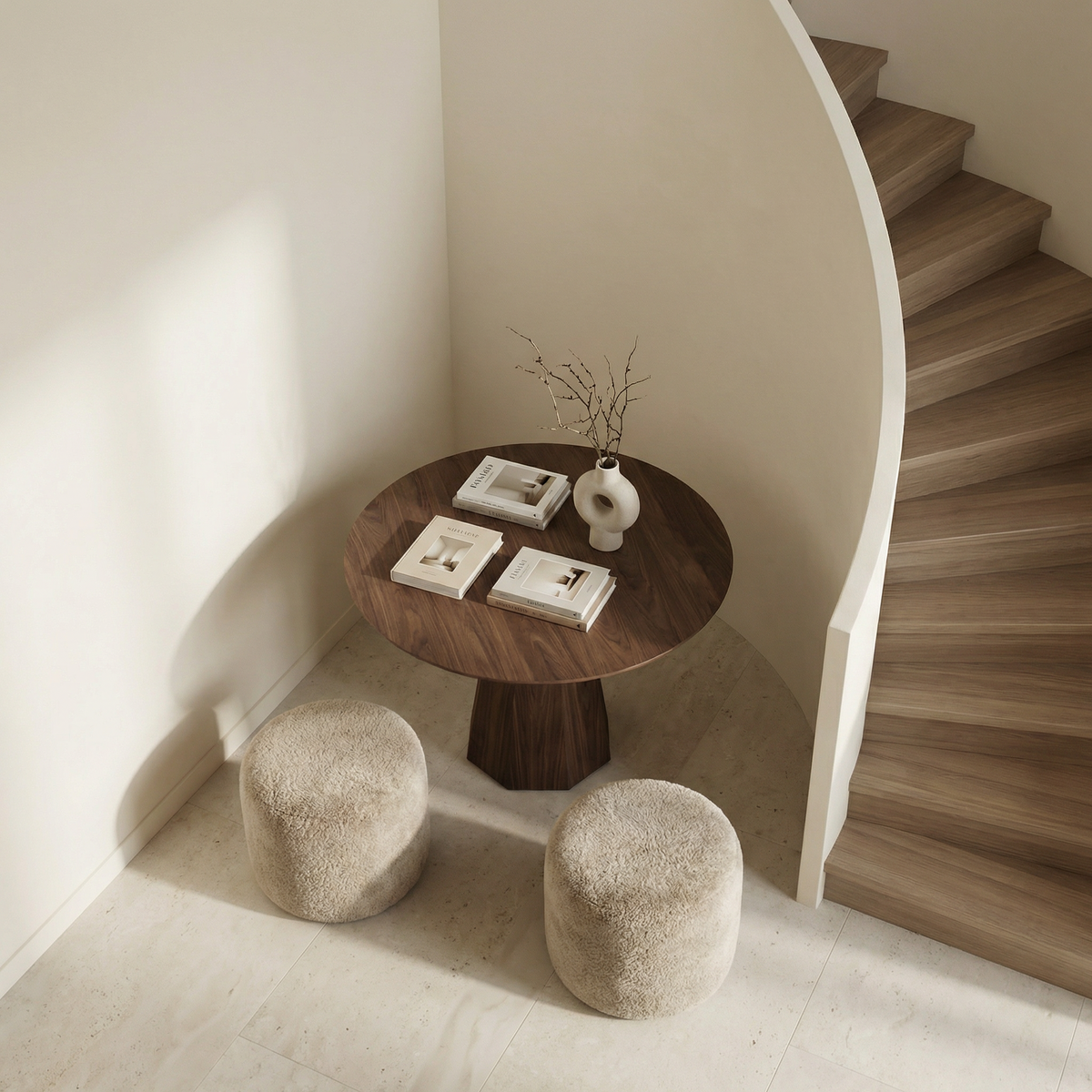 Contemporary Organic Round Entryway Foyer Table For Entryway
