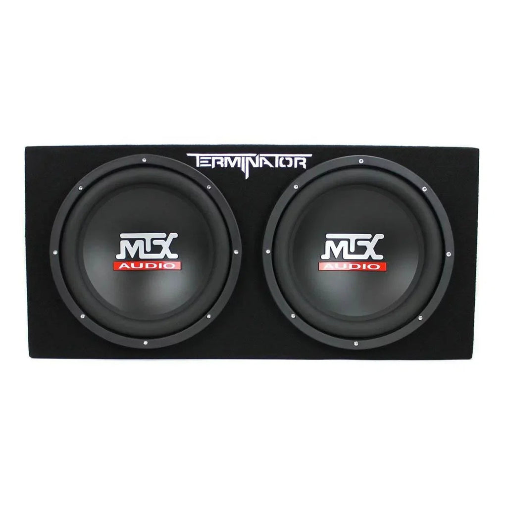 MTX TNE212D 12-Inch Dual Loaded Subwoofer Enclosure 2-Pack With Planet Audio AC1500.1 Amplifiers 2-Pack And Soundstorm AKS8 Wiring Kit