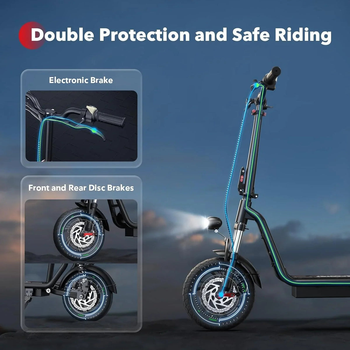 iScooter Electric Scooter With Seat, 500W, 21 Miles, 15.6 mph - i12