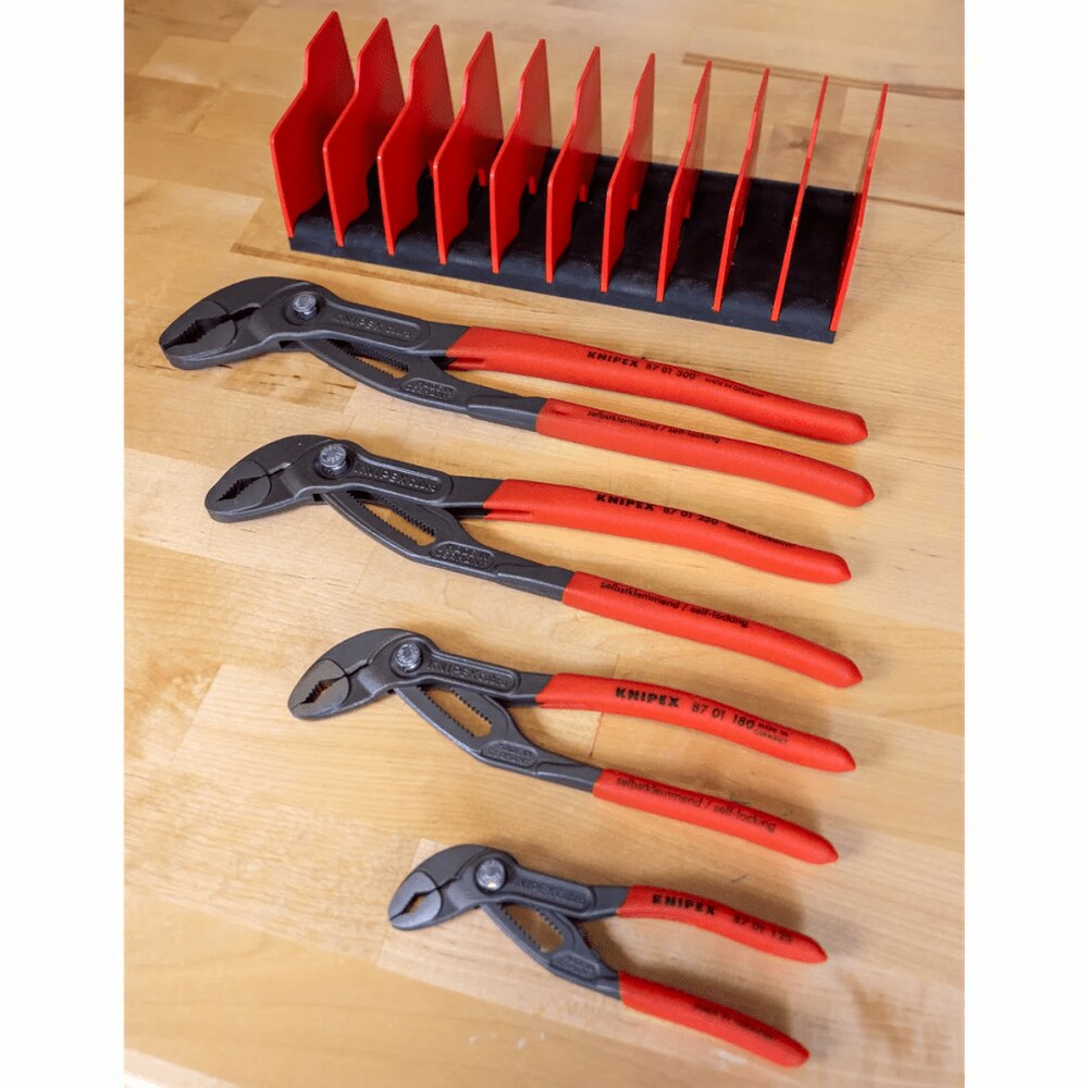 KNIPEX Cobra Pliers Set, 4-Piece With 10-Piece Tool Holder - 87 01 125, 87 01 180, 87 01 250, 87 01 300
