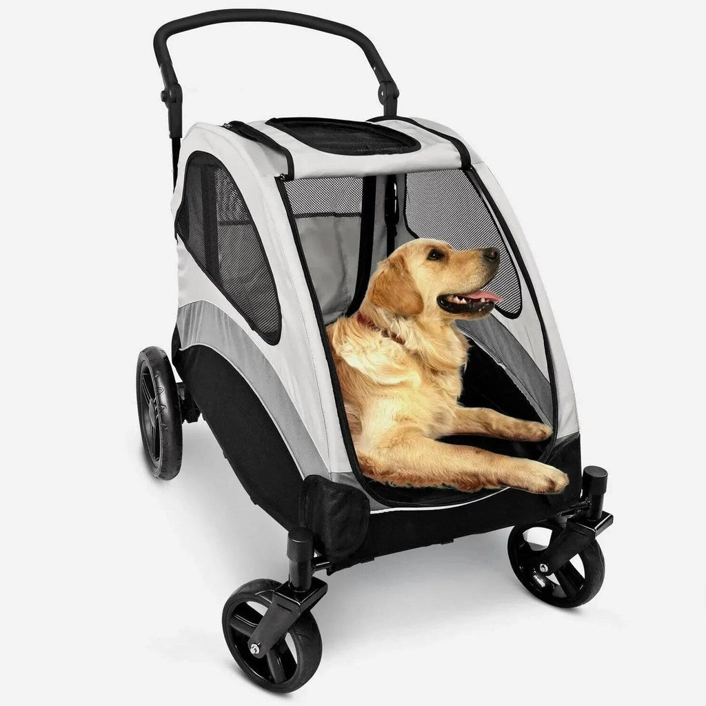 Poloma Foldable Pet Stroller for Large or 2 Dogs Cats, Gray - GS-307Z