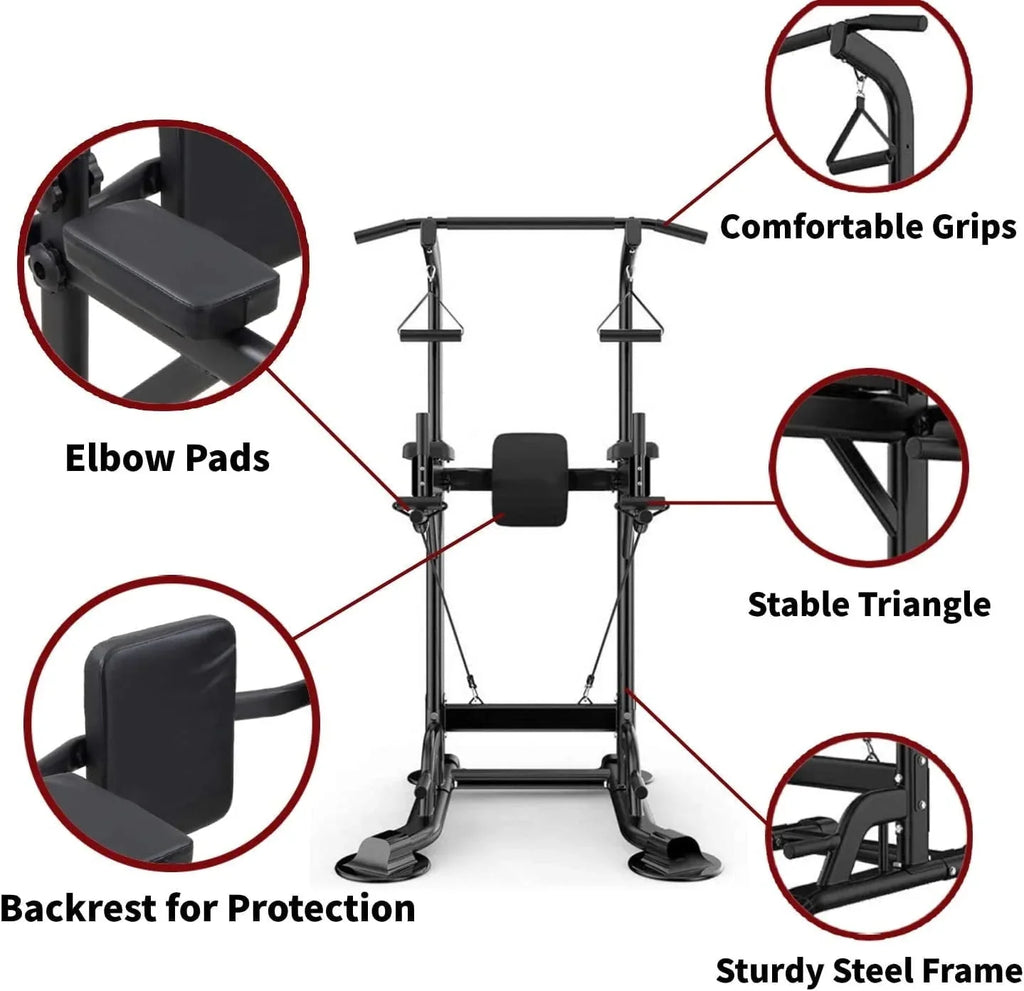 Tappio Power Tower Dip Bar Station Pull Up Bar Stand With Backrest, 400lb Capacity