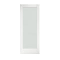 30 in. x 80 in. x 1-3/8 in. Frosted Glass 1-Lite Shaker Primed Solid Wood Core Interior Door Slab