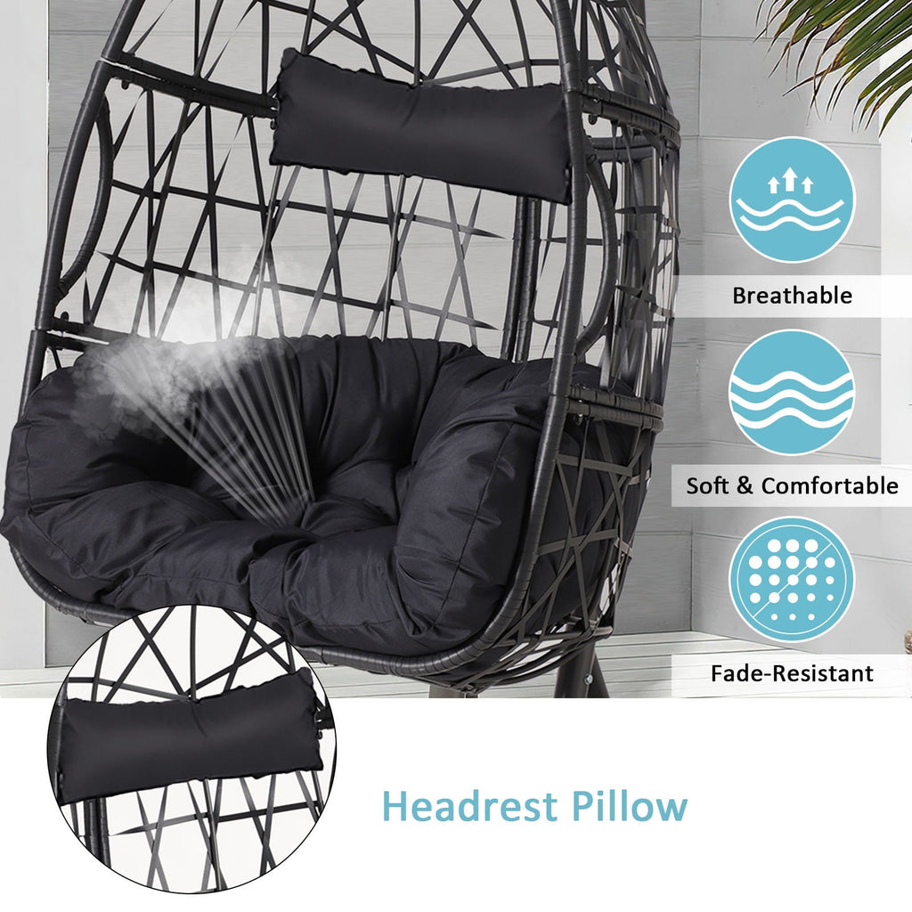 Haverchair Outdoor Patio Wicker Egg Chair With Stand And Cushion