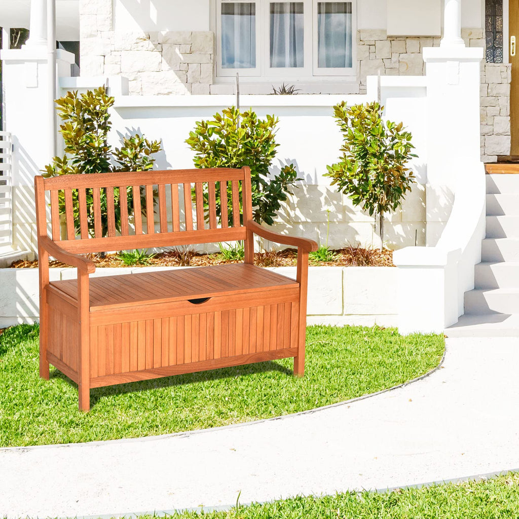 42 in Eucalyptus Patio Storage Bench, 33 Gallon Capacity