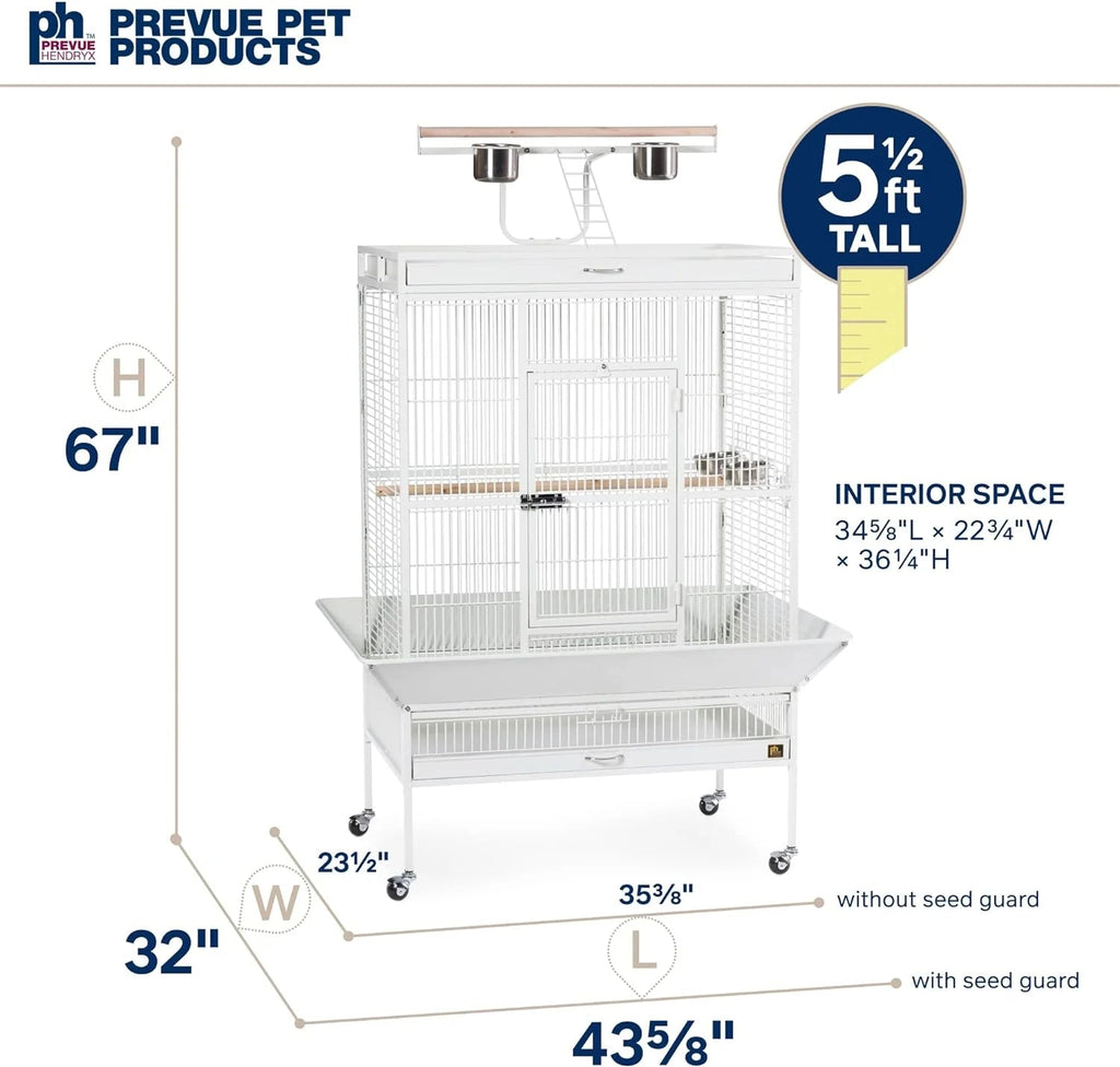 Prevue Pet Products Wrought Iron Select Bird Cage, Chalk White, 36-Inch x 24-Inch x 66-Inch - 3154C