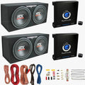 MTX TNE212D 12-Inch Subwoofer Enclosures 2-Pack With Planet Audio AC1500.1 Amplifiers 2-Pack And Soundstorm AKS8 Amp Wire Kit