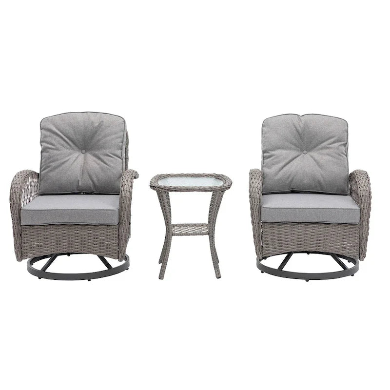 3-Piece Outdoor Swivel Rocker Patio Conversation Set - 360 Degree