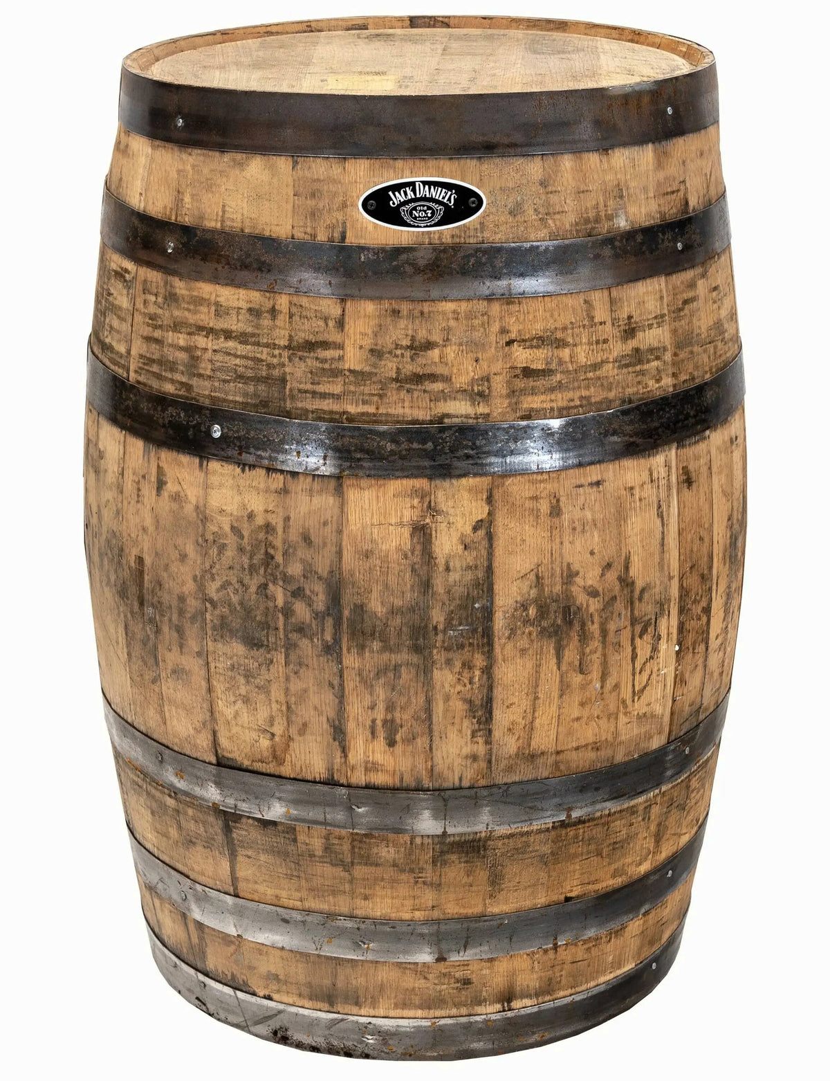 Real Wood Products Jack Daniel's Oak Whiskey Barrel, 53 Gallon, 35 in H x 26 in D, Barrel Brown