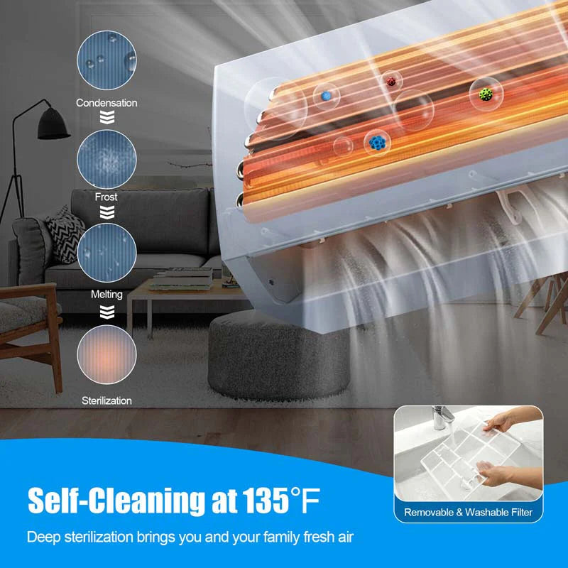 9000 BTU 17 SEER2 Ductless Mini Split Air Conditioner And Heater, 208-230V - White