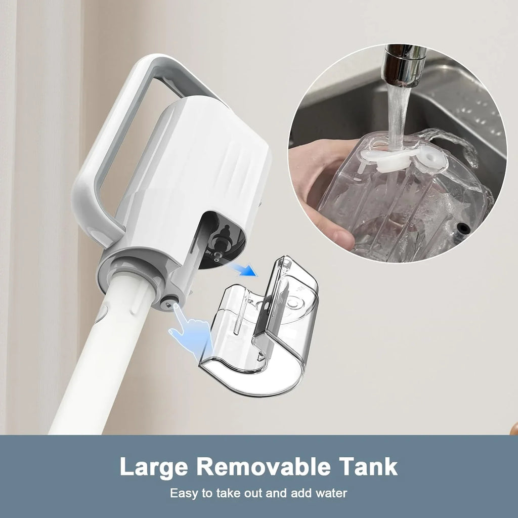 6-in-1 Rotating Steam Mop Cleaner, Light Blue, 400ML Tank, 23FT Power Cable, 2 Microfiber Pads
