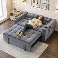 3-in-1 Pull-Out Sofa Bed With Charging Station, Cup Holder And Side Storage - 70in Grey