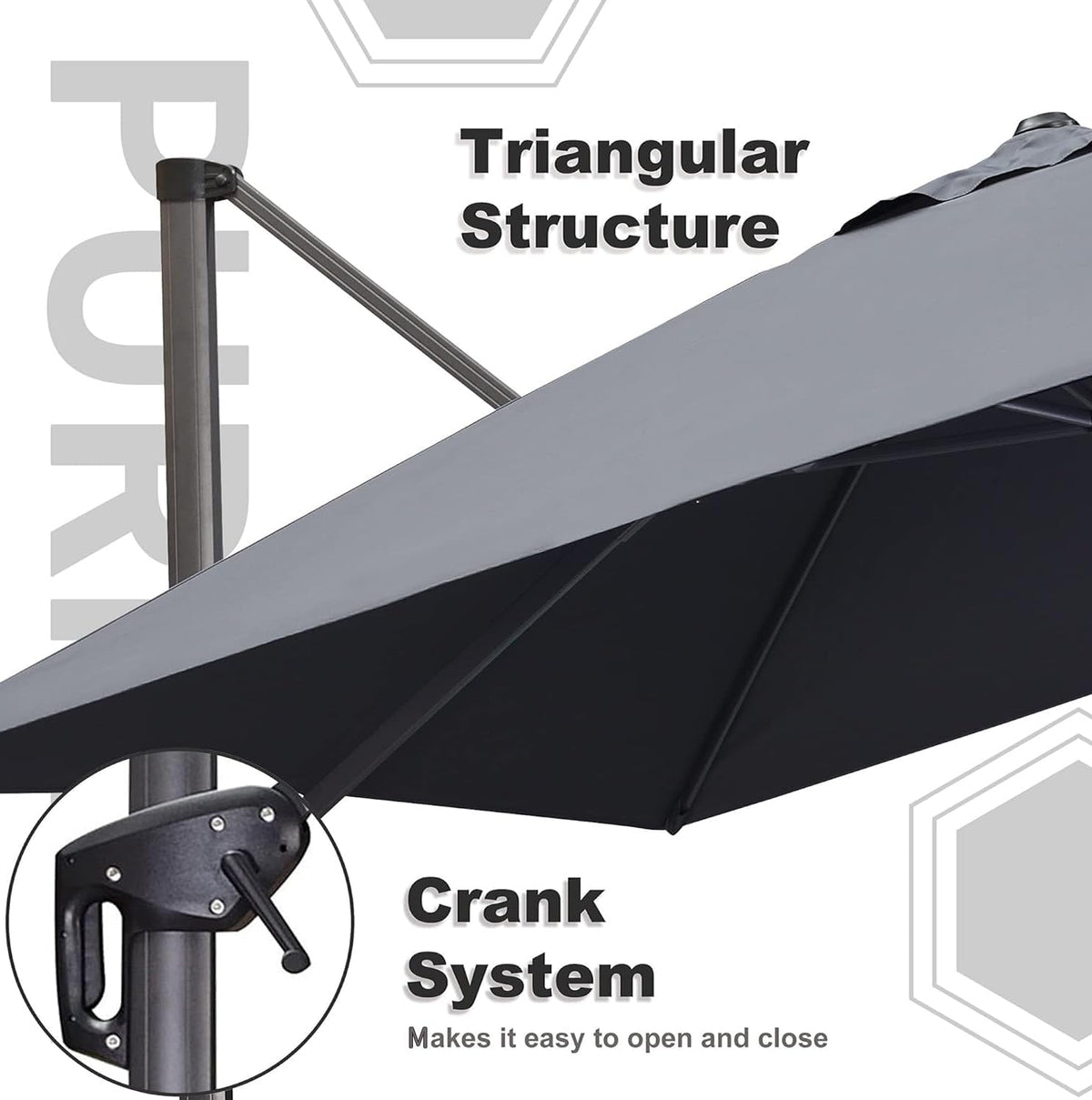 PURPLE LEAF 9 ft x 11.5 ft Grey Aluminum Offset Patio Umbrella