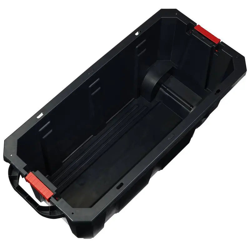 Husky Heavy Duty Stackable Storage Tote With Wheels, 45 Gal, 45.24 x 20.87 x 18.96 in, Black/Red Lid