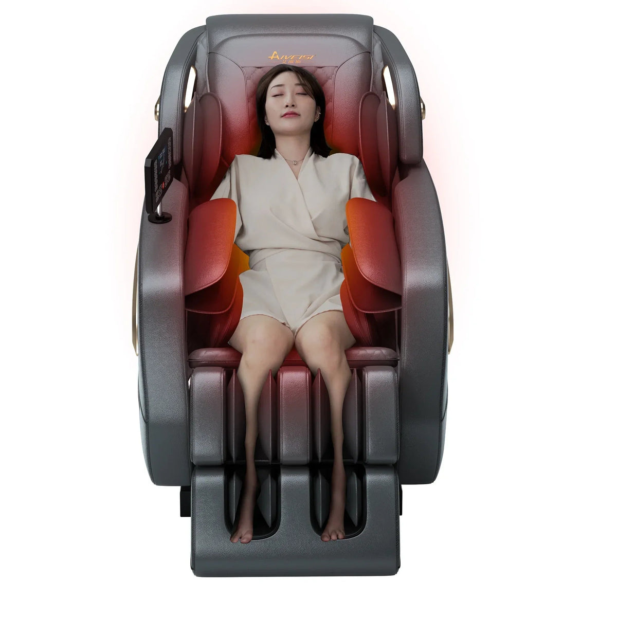 4D Zero Gravity Full Body Shiatsu Massage Chair With 58in SL Track - Premium Black Leather