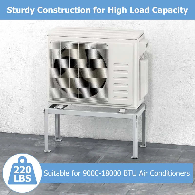 Mini Split Ground Stand For 9000-36000 BTU Ductless Air Conditioners - White Metal