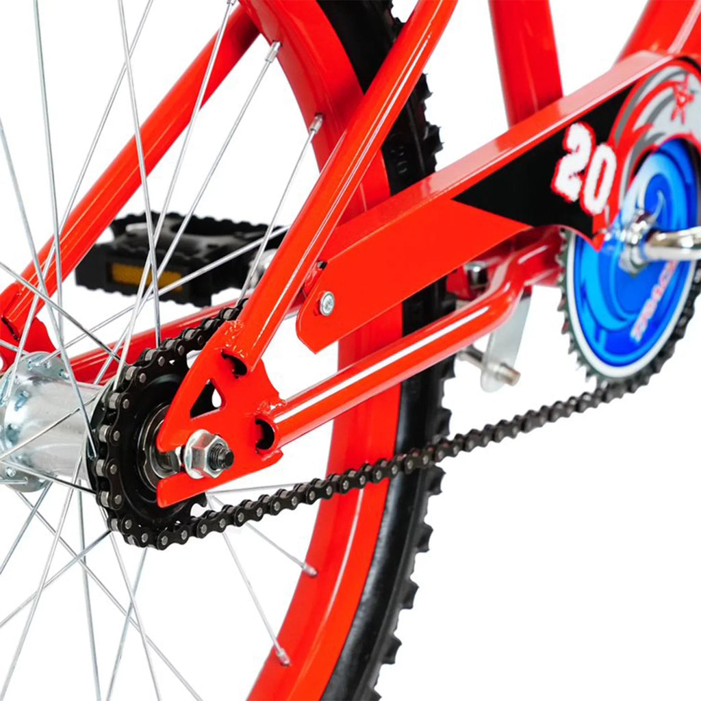TRACER Logan 20 In Hi-Ten Steel Framed Freestyle BMX Beginners Bike, Red - Logan