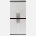 HDX Gray Plastic Freestanding Garage Cabinet With Adjustable Shelves And Lockable Doors, 35in W X 71in H X 18in D