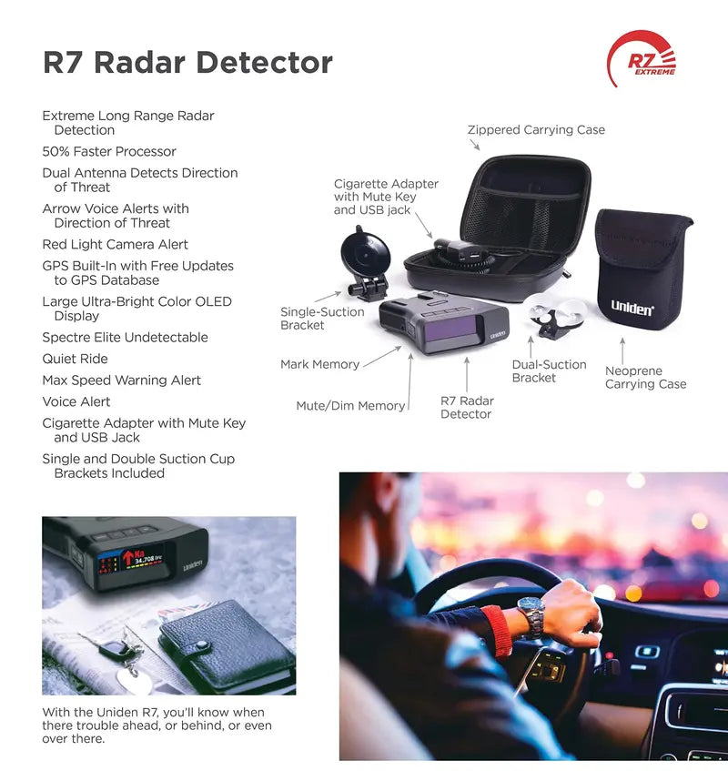 Uniden Extreme Long Range Laser/Radar Detector With 360 Degree Detection And GPS Alerts