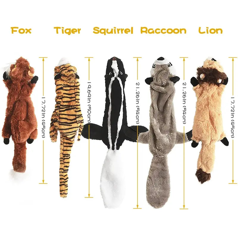 Plush Paws No-Stuffing Squeaky Dog Toy Set, 5 Pack