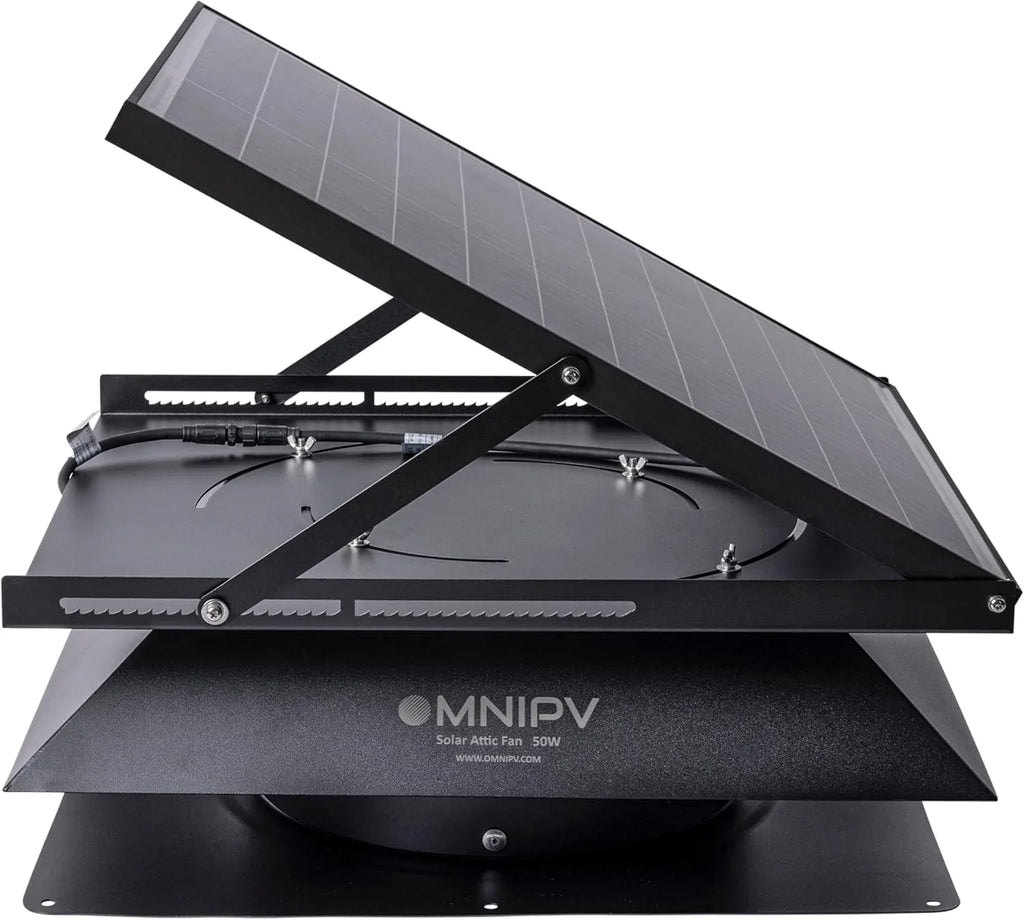 Wall Mount Solar Exhaust Fan, Black, 35W, 1200 CFM
