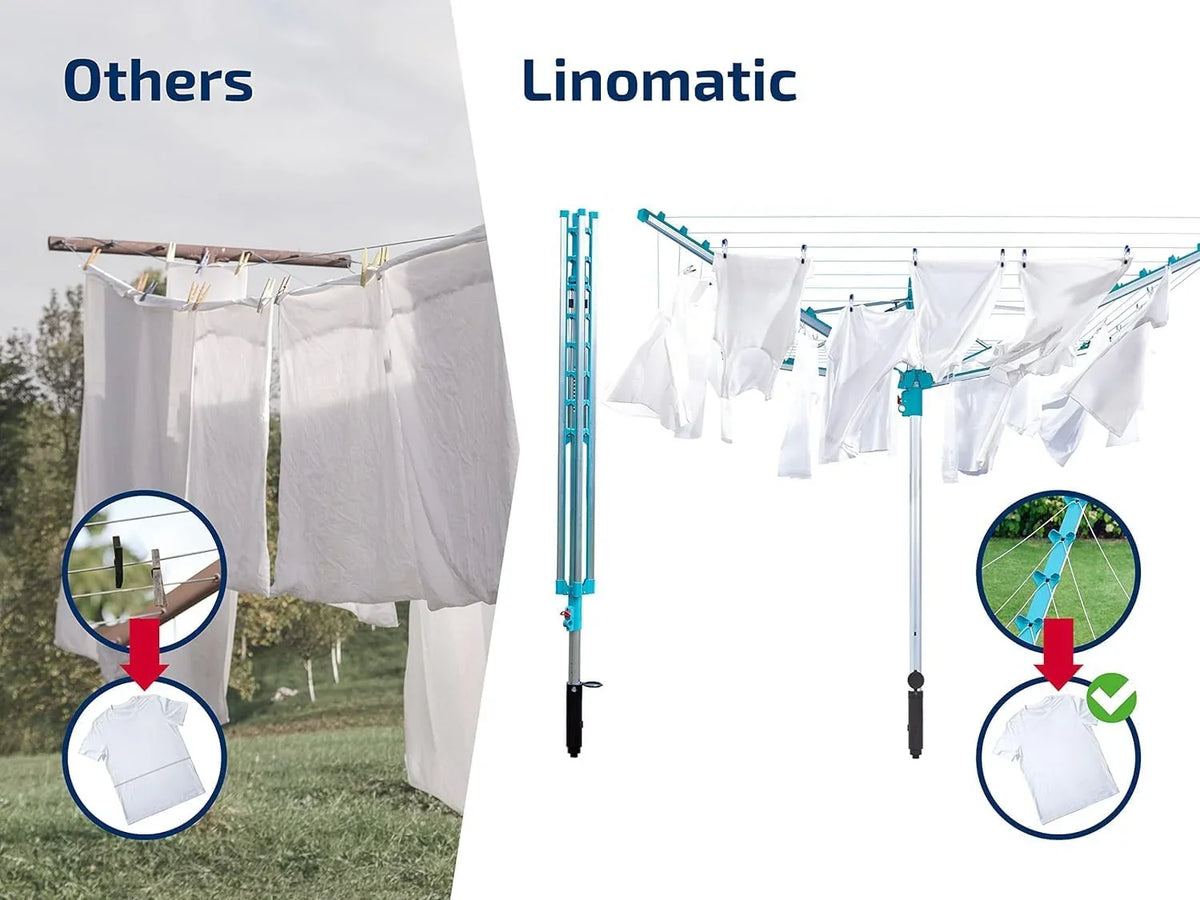 Rotating Clothes Drying Rack - 50 m Aluminum, Emerald Green