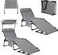 2-Seater Outdoor Folding Sun Chair With Facial Opening, Sunshade, Gray