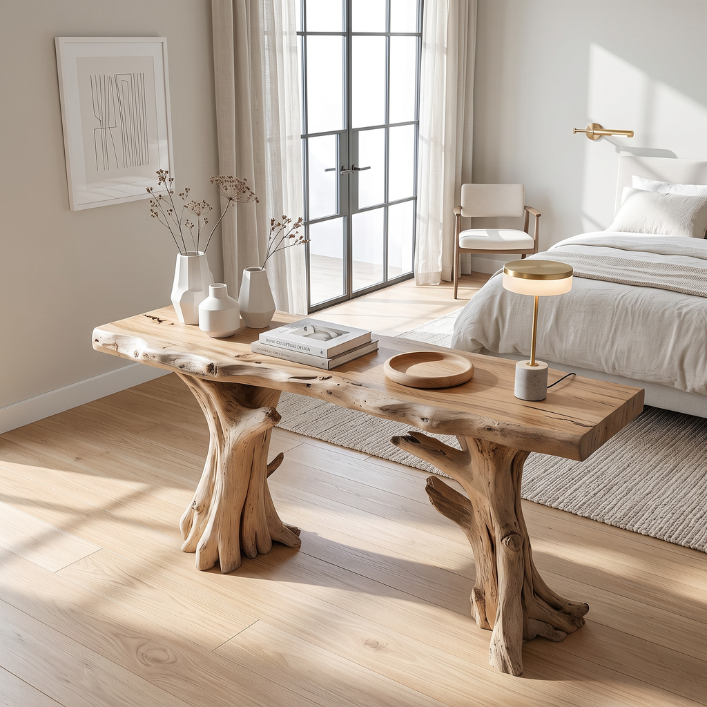 Coastal Driftwood Console Table Natural Tree Trunk Legs