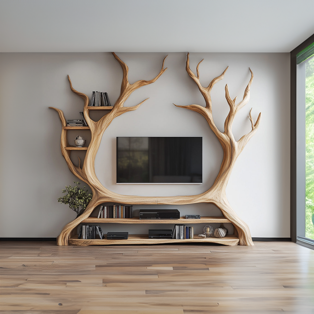 Custom Tree Bookcase Cabinet TV Solid Wood Gitf - view 3