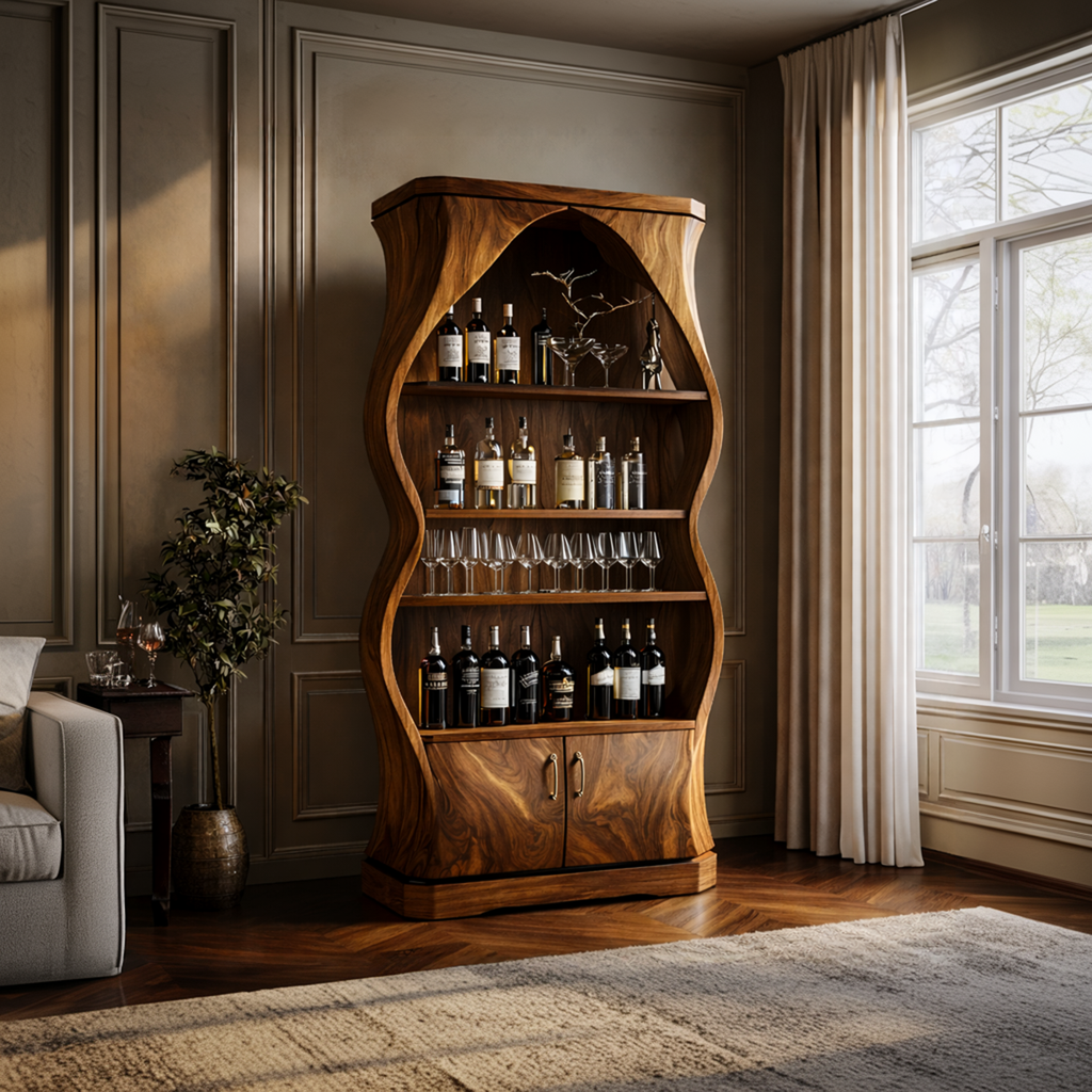 Artisan Solid Wood Wine Cabinet Dining Room - view 3