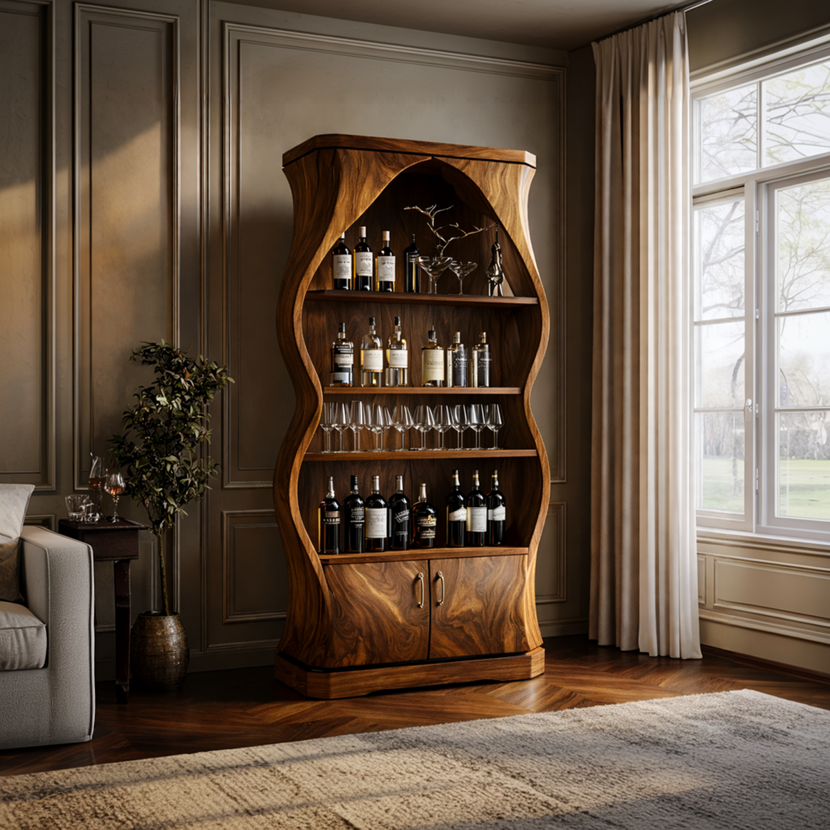 Artisan Solid Wood Wine Cabinet Dining Room - view 3